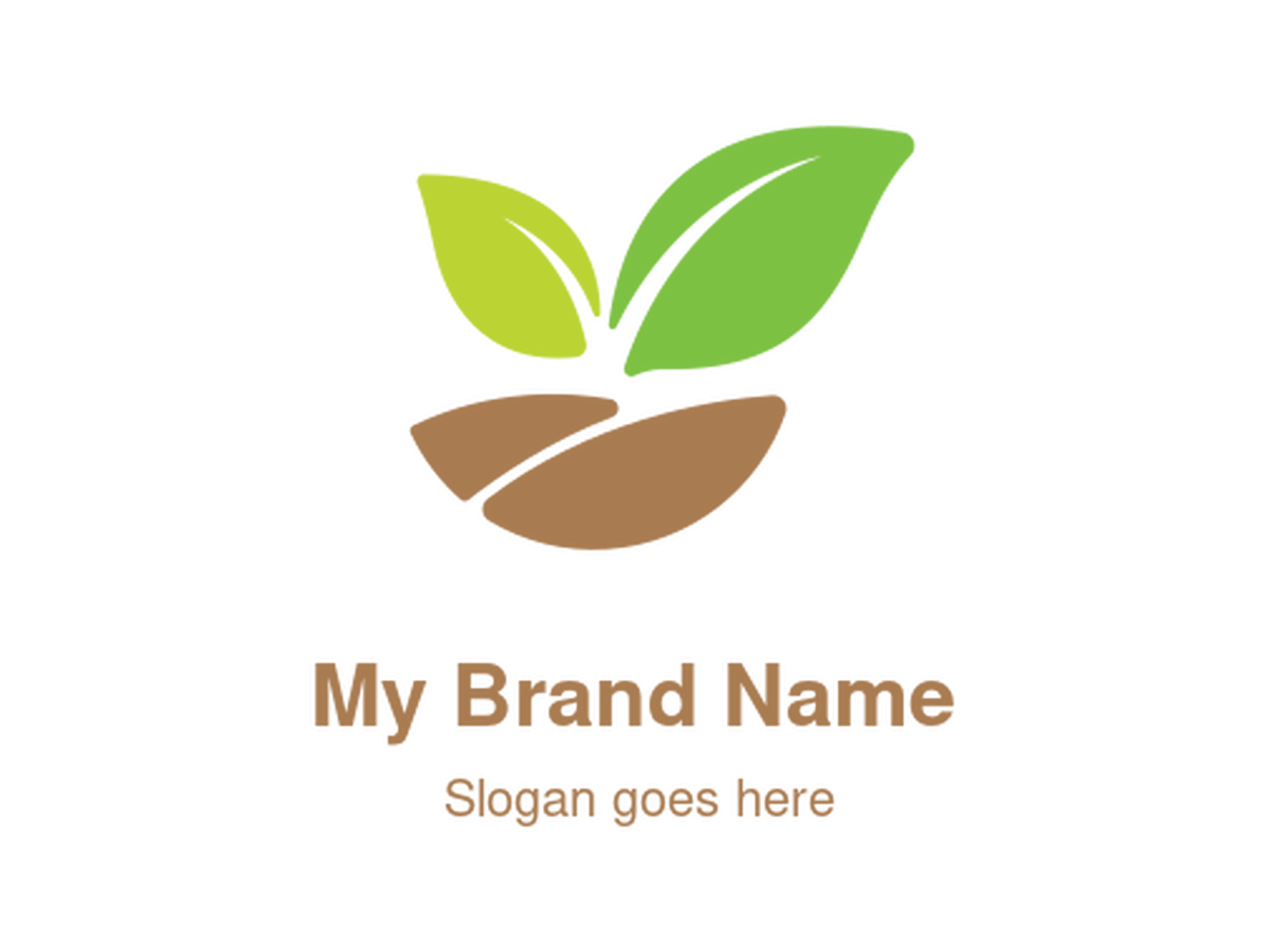Vibrant Green Leaves and Brown Seed Logo Design for Organic Gardening and Sustainable Eco-Friendly Agriculture Products